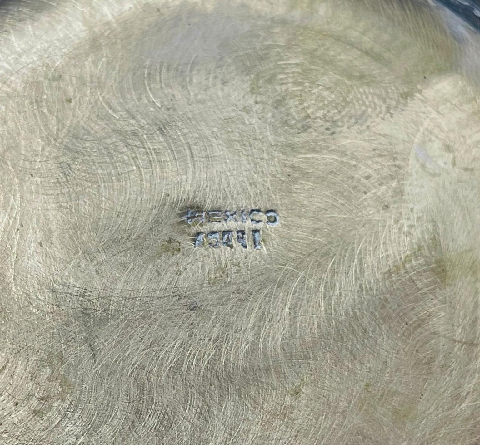 Mexikanischer Wasserkrug mit Alpaka-Silber und Abalone-Intarsien aus der Jahrhundertmitte, 1950er Jahre im Angebot 10