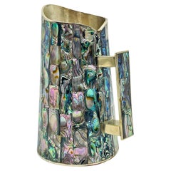 Mexikanischer Wasserkrug mit Alpaka-Silber und Abalone-Intarsien aus der Jahrhundertmitte, 1950er Jahre