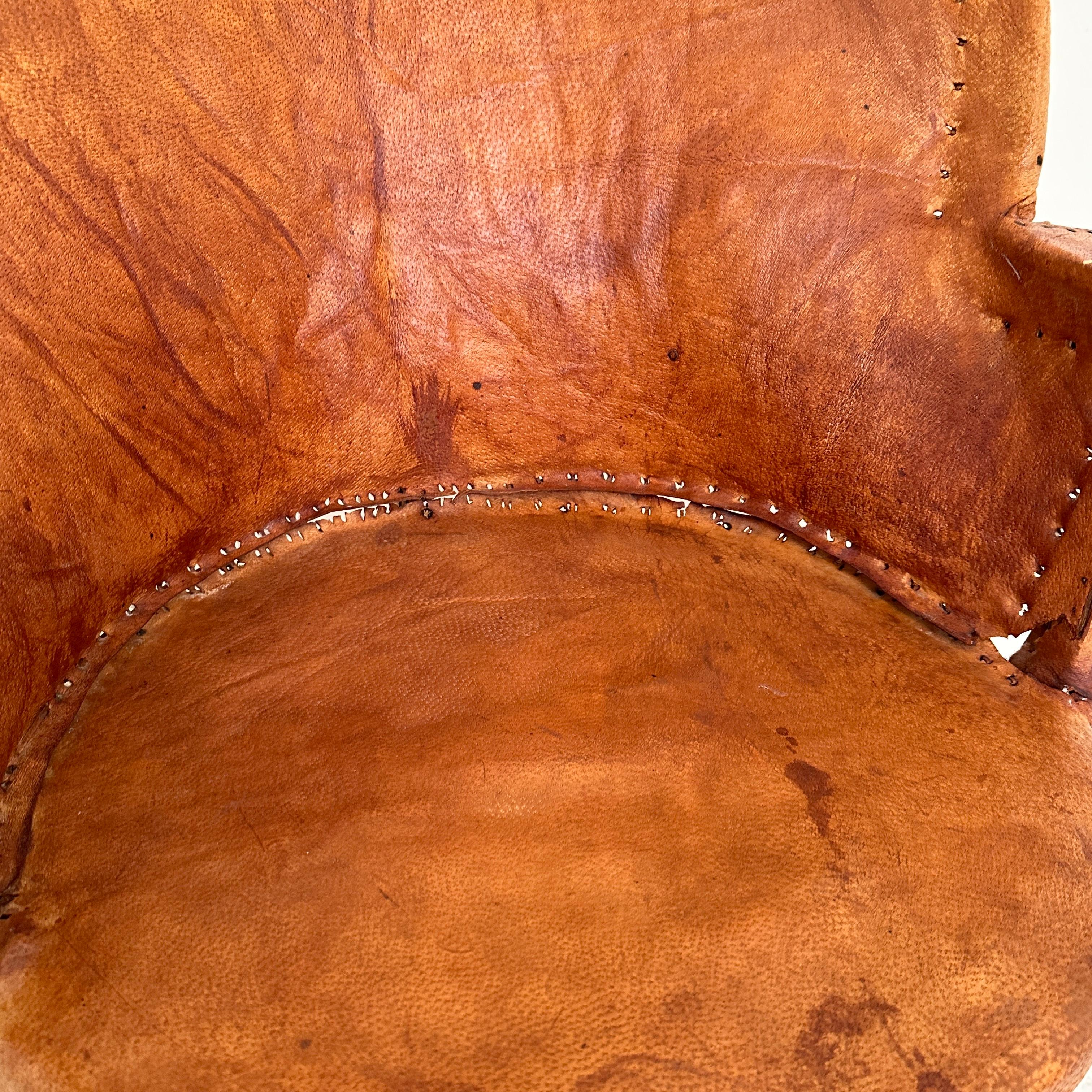 Mid Century Mexican Equipales Armchair in Leather and Wood, around 1970 For Sale 6