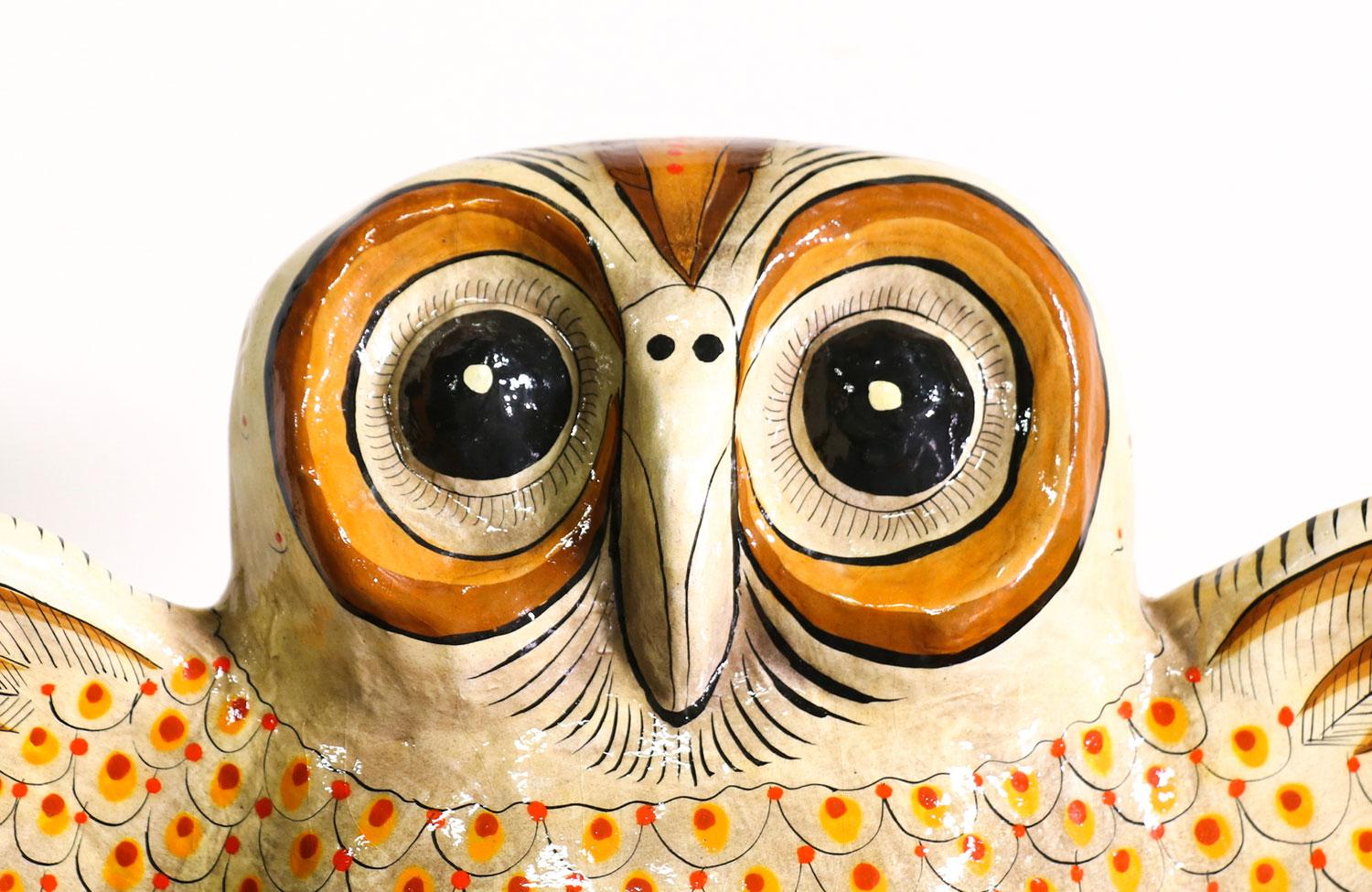 Mid-Century Modern Mid-Century Mexican Folk Art Paper Mache Owl Sculpture by Sermel