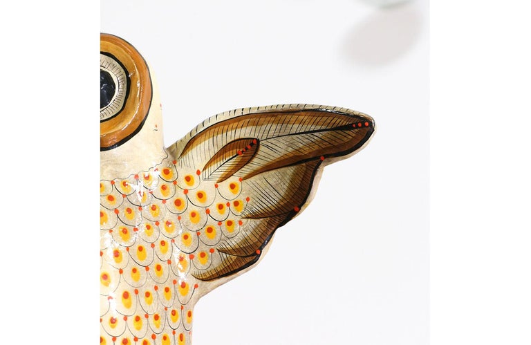 Mid-Century Mexican Folk Art Paper Mache Owl Sculpture by Sermel For Sale 2
