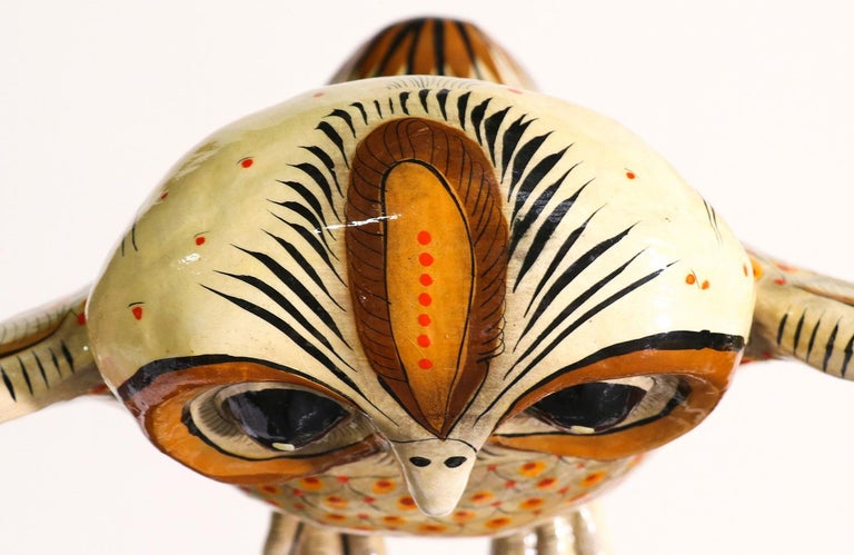 Mid-Century Mexican Folk Art Paper Mache Owl Sculpture by Sermel For Sale 3