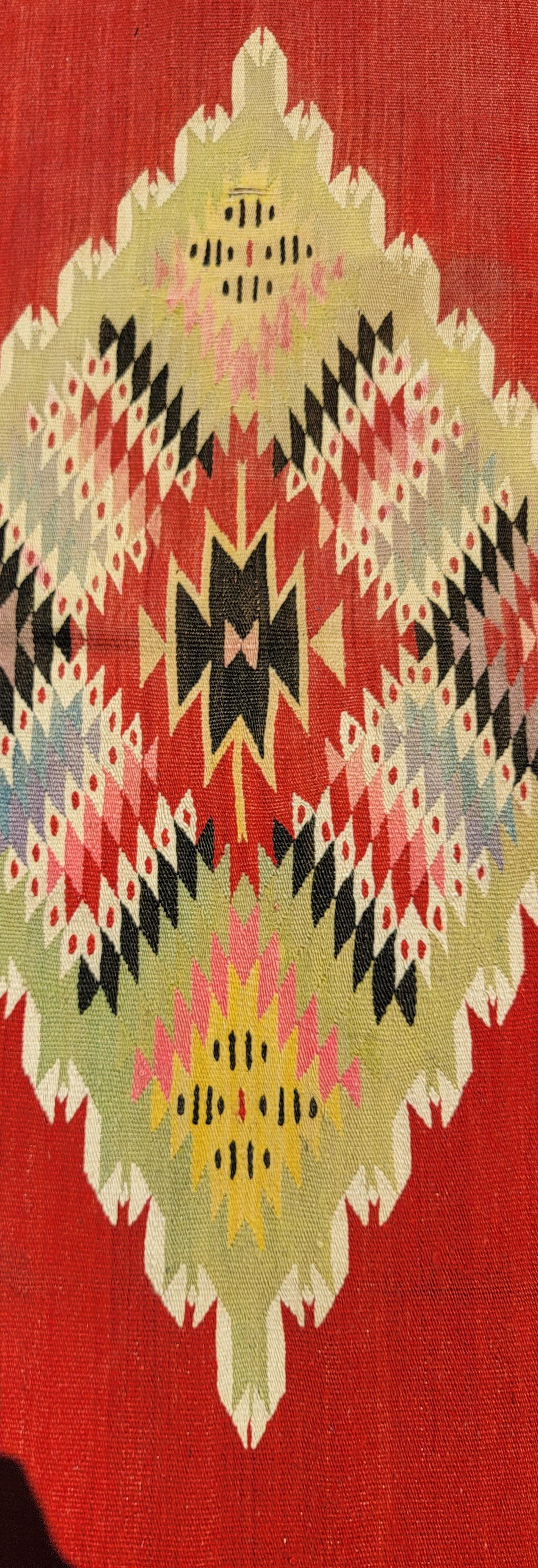 Wool Mid Century Mexican Indian Weaving Blanket For Sale