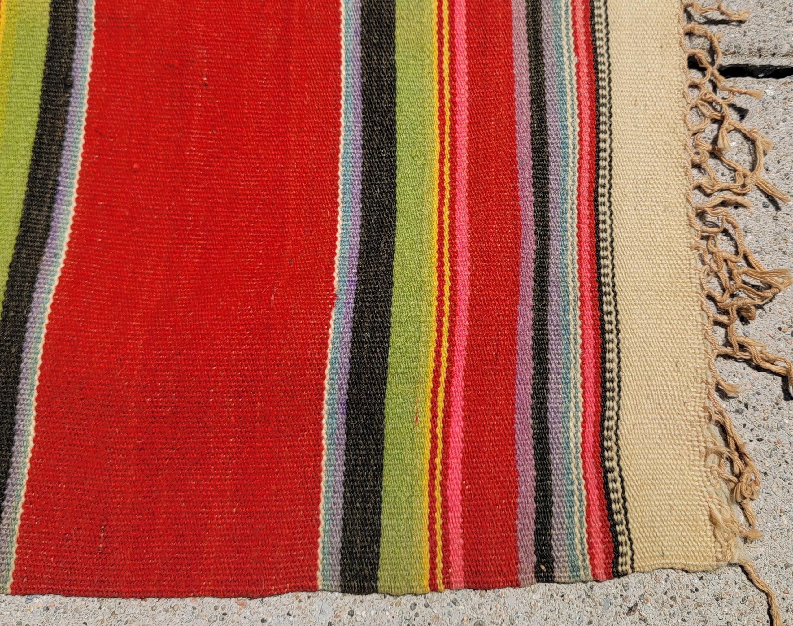 Mid Century Mexican Indian Weaving Blanket For Sale 2