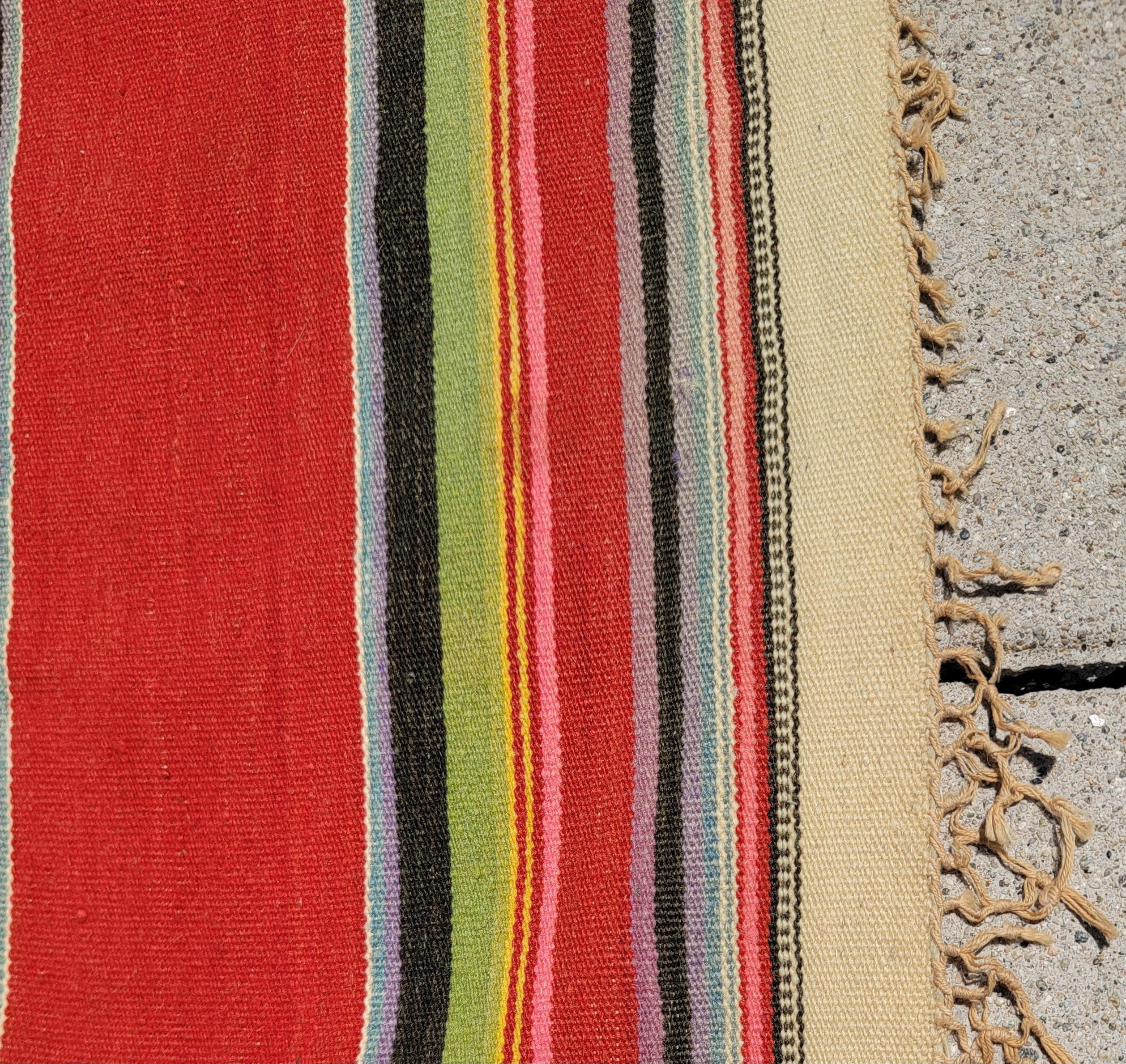 Mid Century Mexican Indian Weaving Blanket For Sale 3