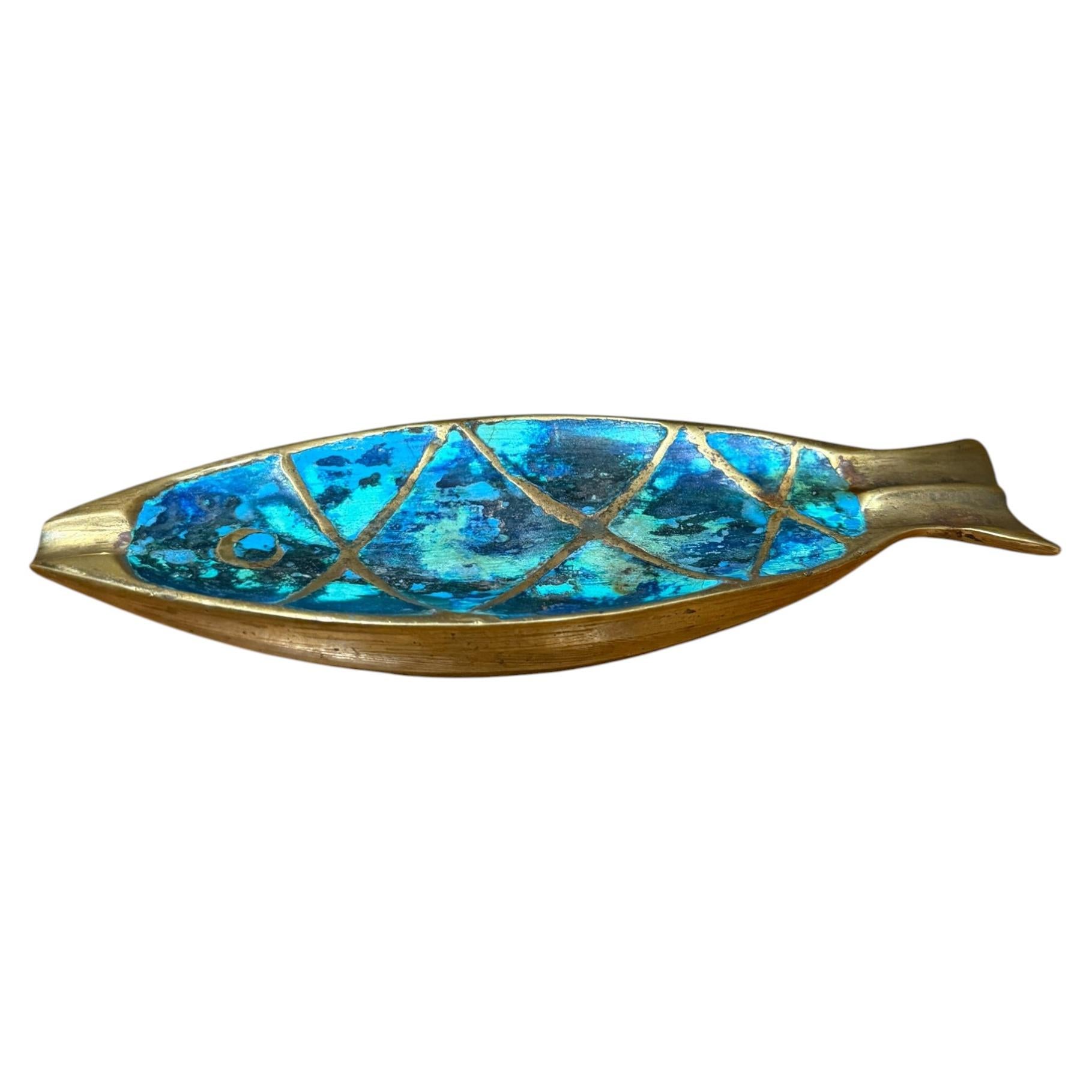 Mid-Century Mexican Modern Brass Fish Ashtray Dish Catch All by Pepe Mendoza