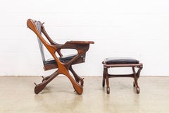 Midcentury Mexican Modern Don Shoemaker Rosewood Swinger Chair with Ottoman