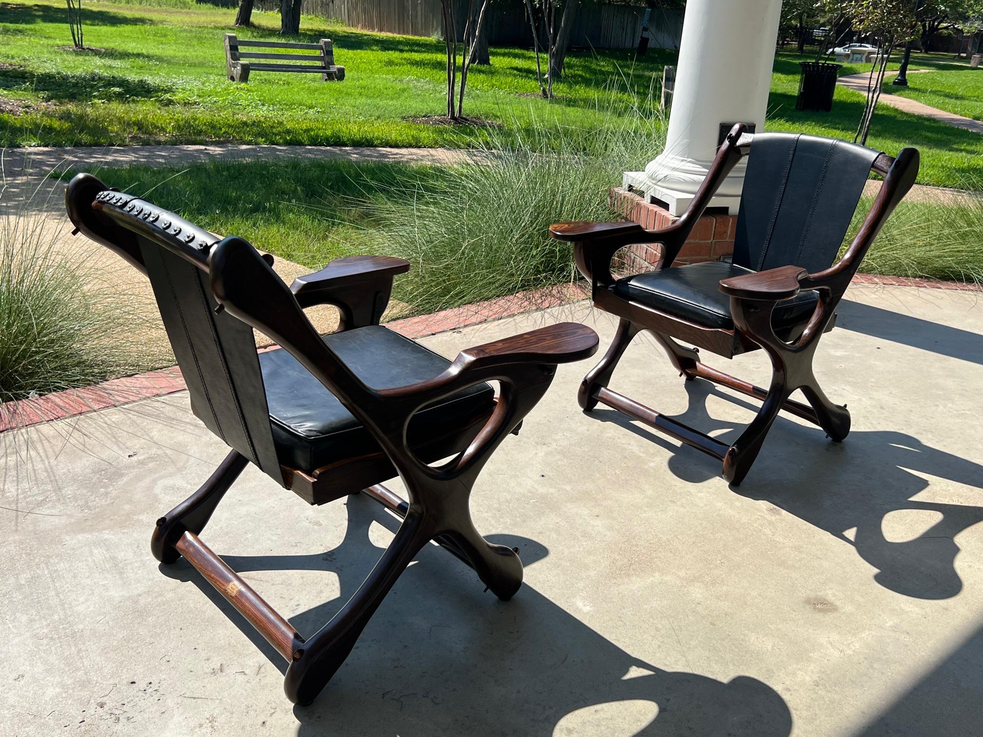 Mid-Century Mexican Modern Don Shoemaker Senal SA Sling Swinger Chairs Set of 4 For Sale 4