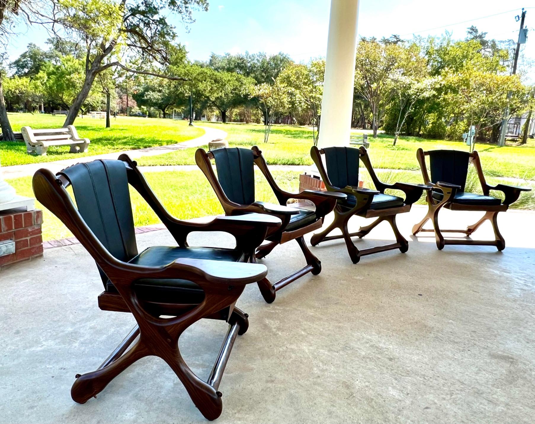Mid-Century Mexican Modern Don Shoemaker Senal SA Sling Swinger Chairs Set of 4 For Sale 6