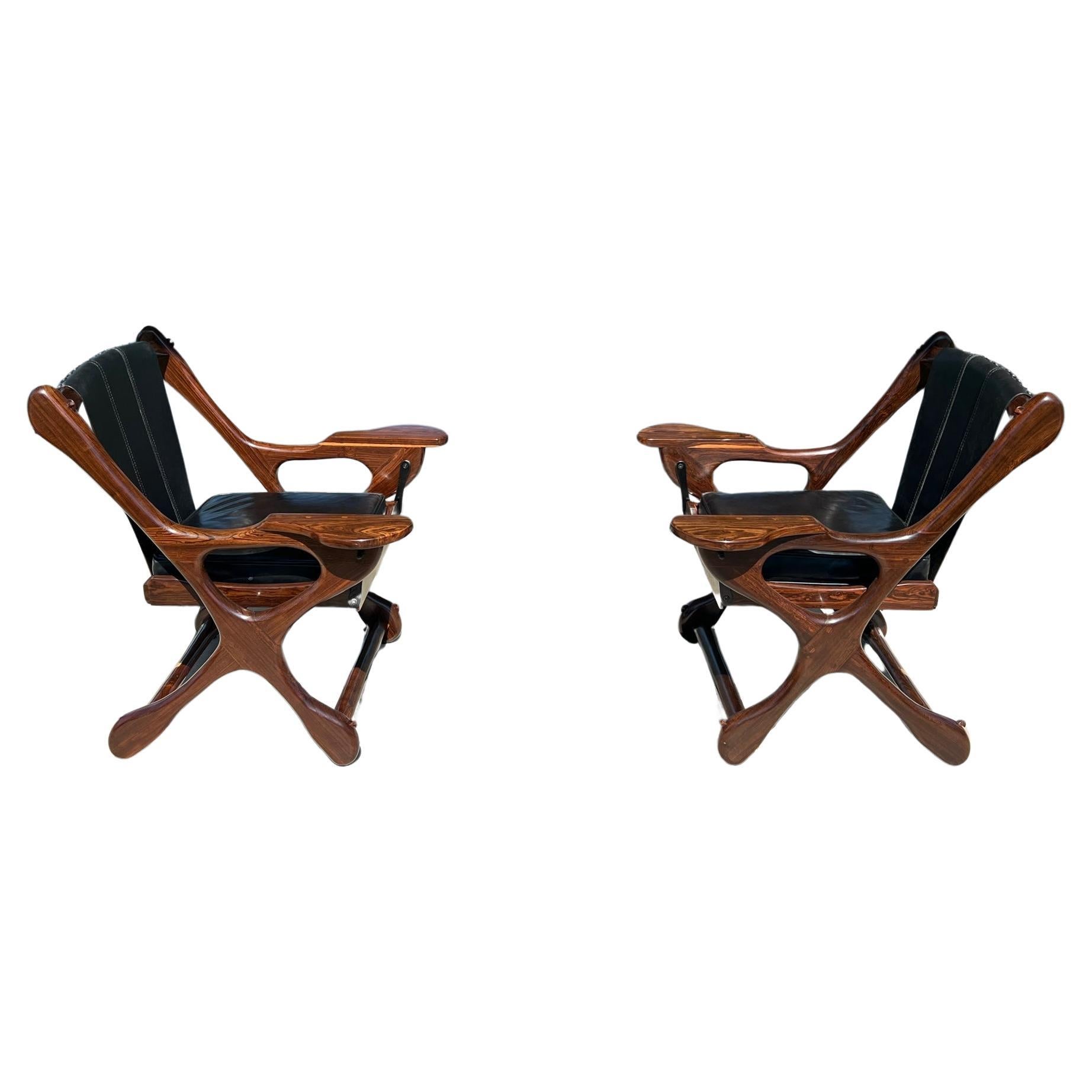 Mid-Century Mexican Modern Don Shoemaker Senal SA Sling Swinger Chairs Set of 4 For Sale
