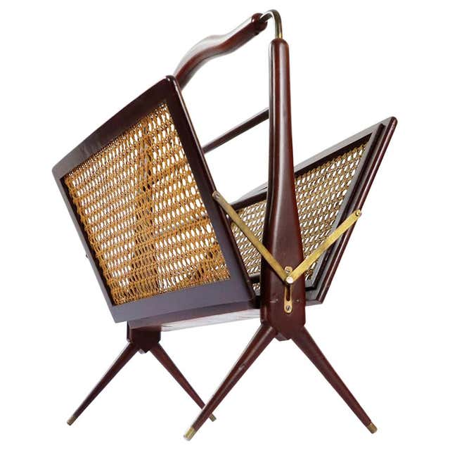 Spanish Modern Foldable Magazine Rack in Rattan with Filigree Details ...
