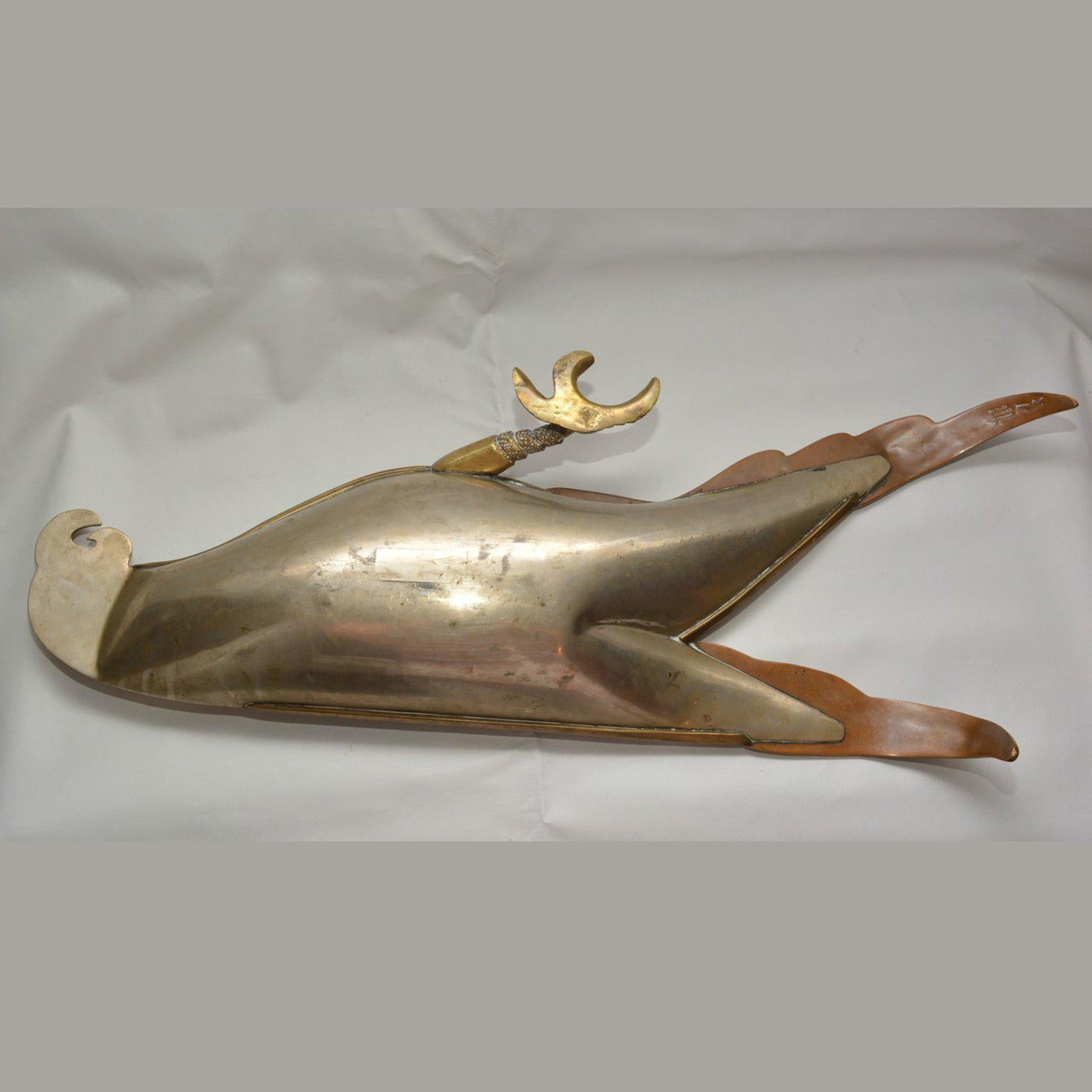 Mid-Century Modern Mid-Century Mexican Modernist Custom Made Parrot Bowl Plater Married Metals