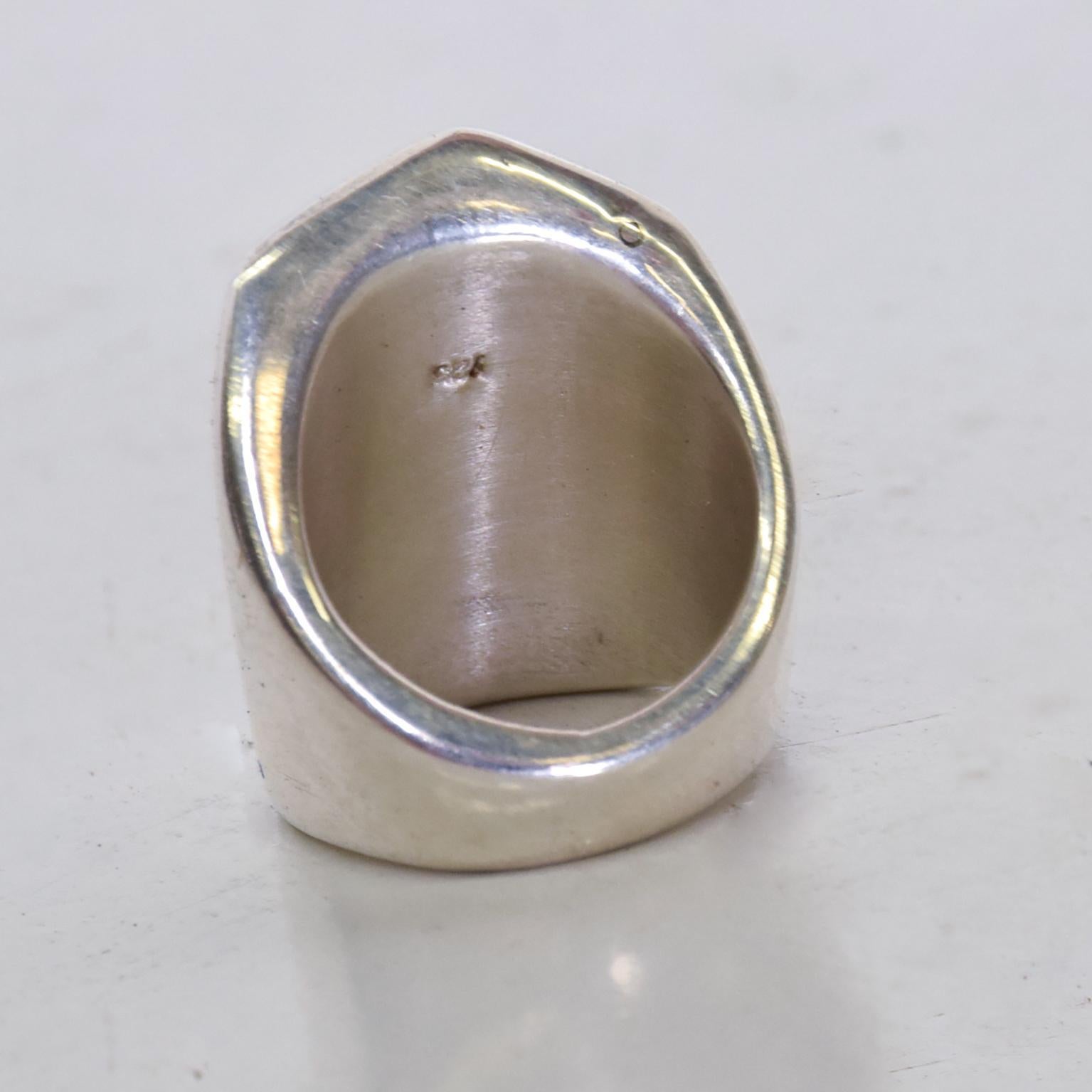 Late 20th Century Mid Century Mexican Modernist Fashion Silver Ring