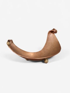 Mid-Century Mexican Modernist Footed Copper Tray by Los Castillos