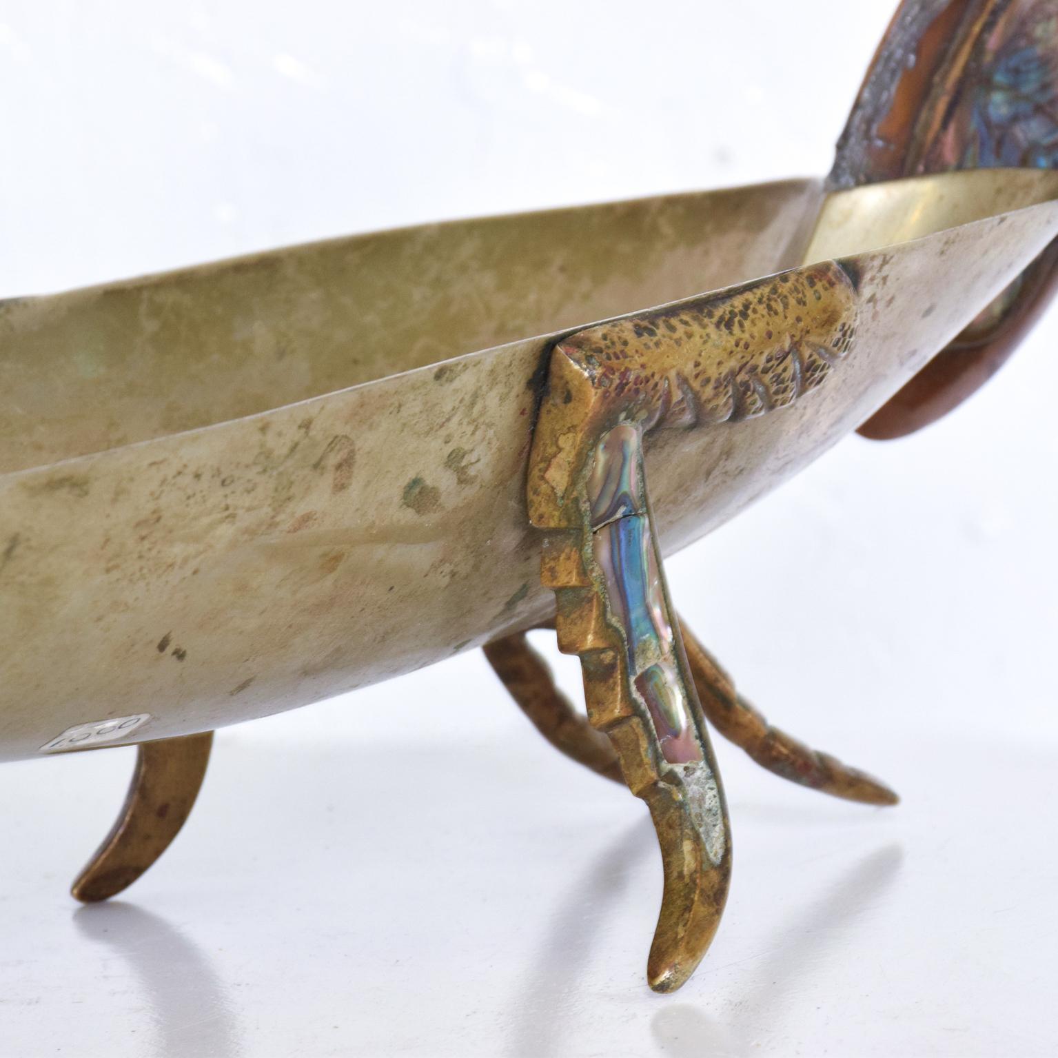 Midcentury Mexican Modernist Grasshopper Decorative Bowl Abalone 1