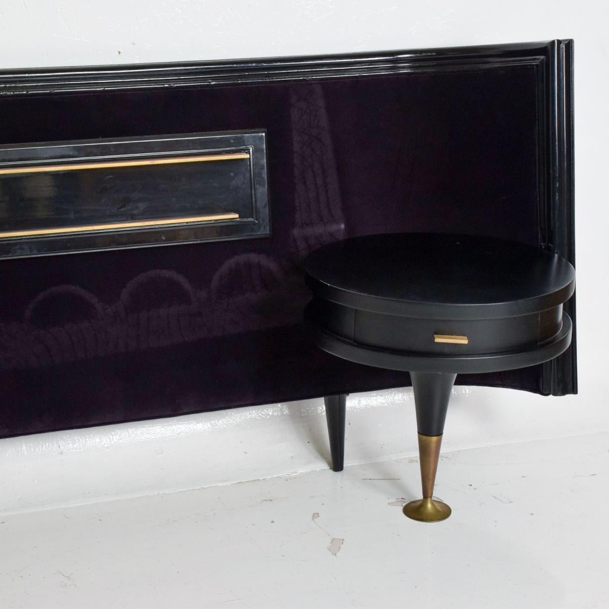 Lacquered Midcentury Mexican Modernist King Size Headboard with Nightstands Frank Kyle