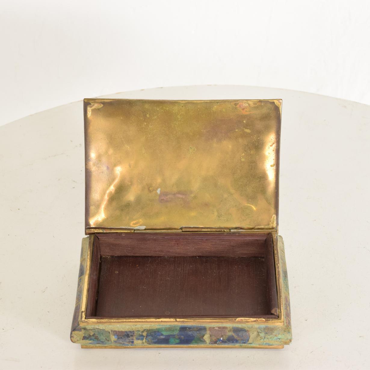 Midcentury Mexican Modernist Malachite and Brass Small Trinket Box In Good Condition In Chula Vista, CA