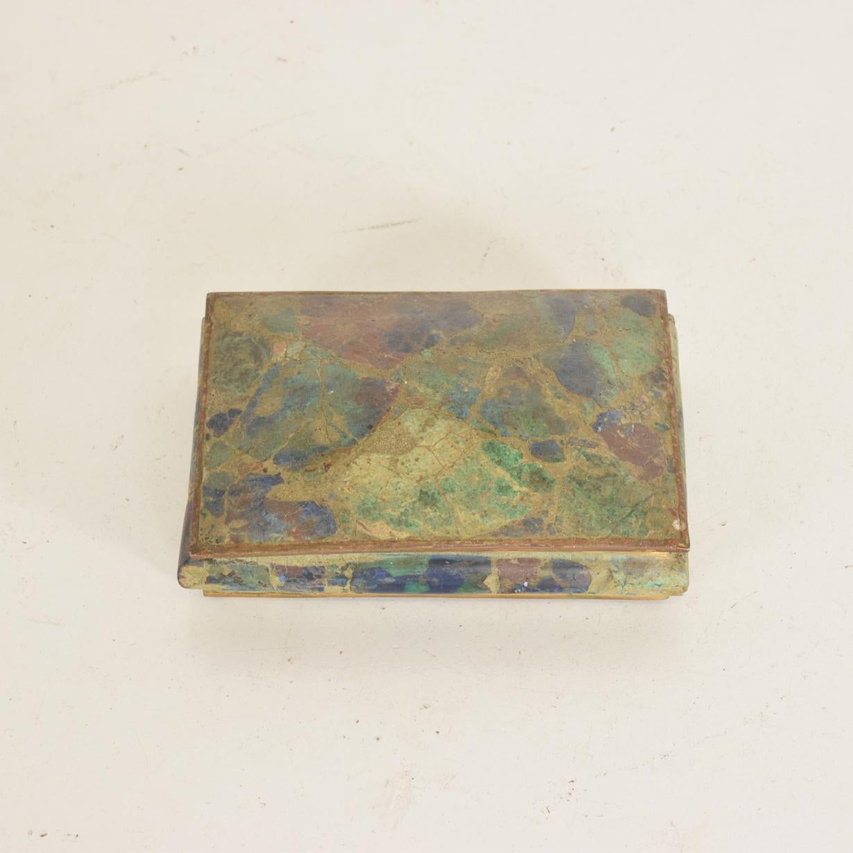 Mid-20th Century Midcentury Mexican Modernist Malachite and Brass Small Trinket Box