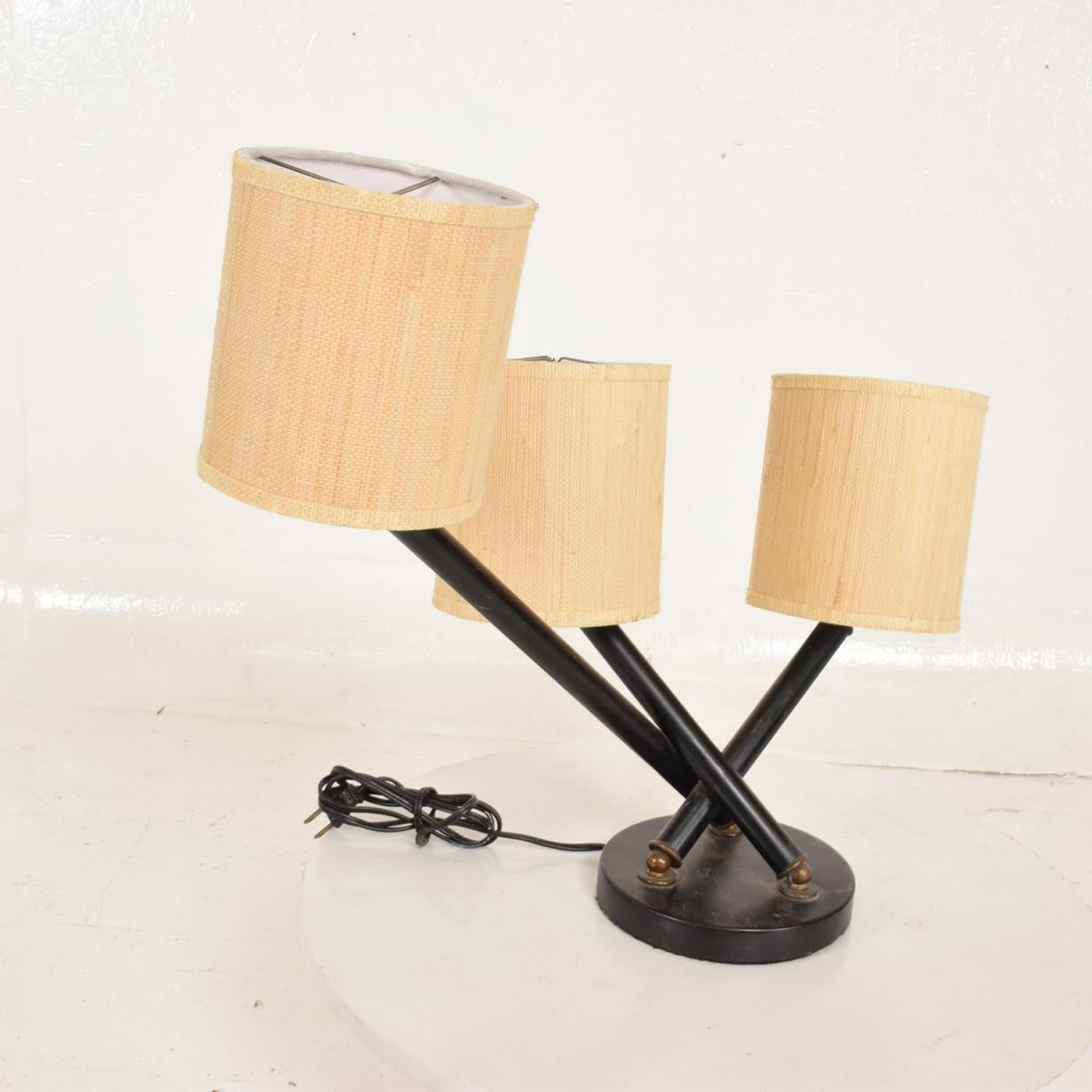 Mid-Century Modern Midcentury Mexican Modernist Tri-Arm Table Lamp with Brass Accents