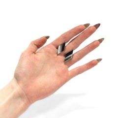 Mid-Century Mexican Modernist Wood Inlay Sterling Silver Cufflinks