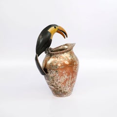 Mid-Century Mexican Pitcher with Toucan Handle by Emilia Castillo