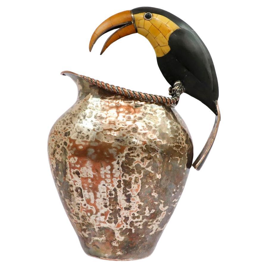 Mid-Century Mexican Pitcher with Toucan Handle by Emilia Castillo