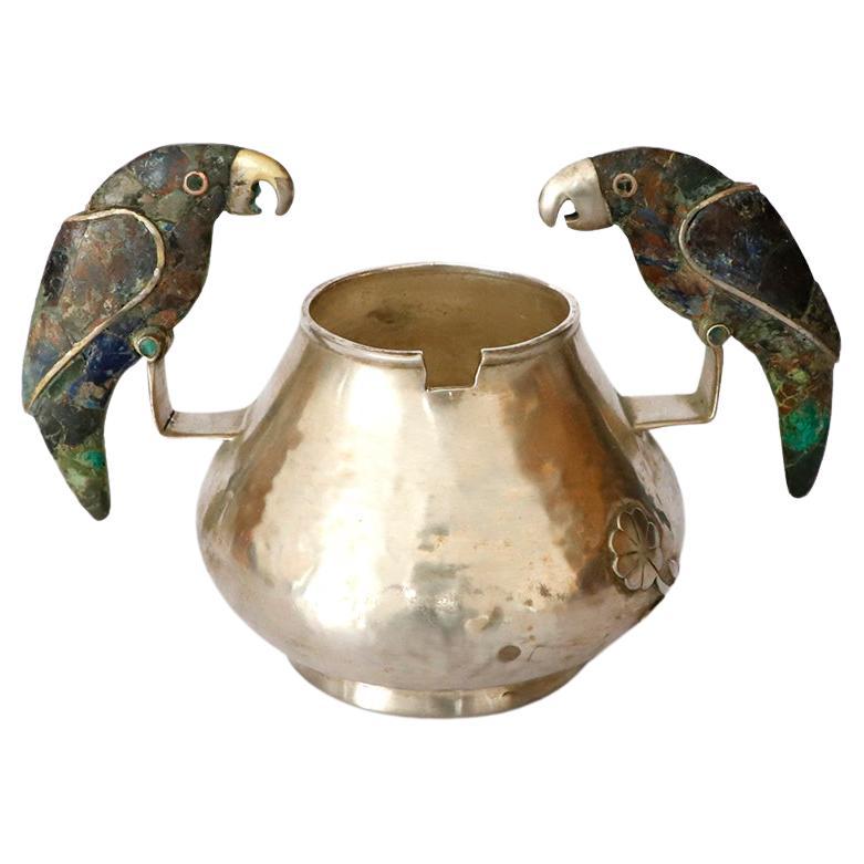 Mid-Century Mexican Silver Plated Sugar Bowl by Los Castilllo