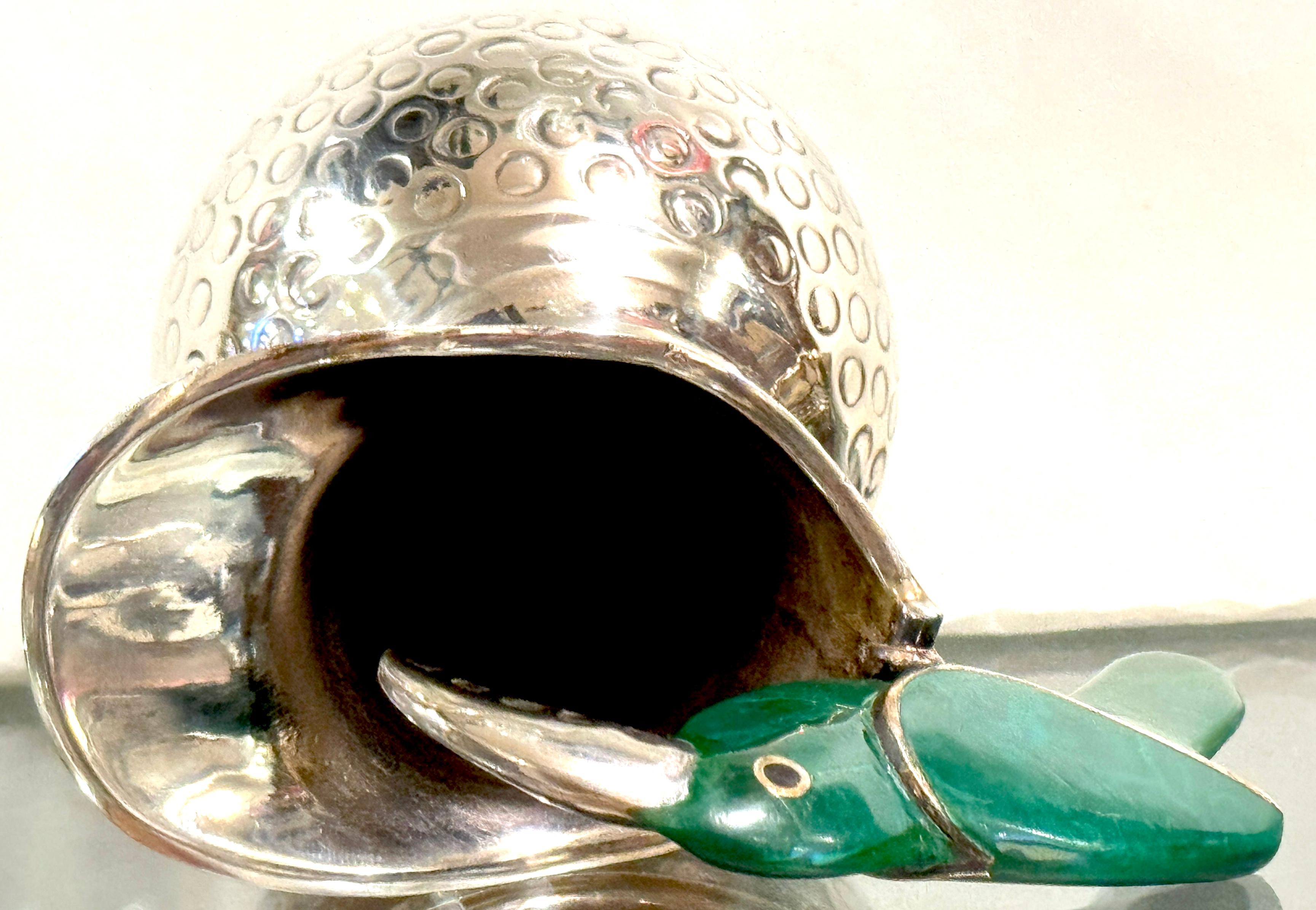 Mid-Century Mexican Silverplate & Malachite Parrot Pitcher, Style Los Castillo en venta 8