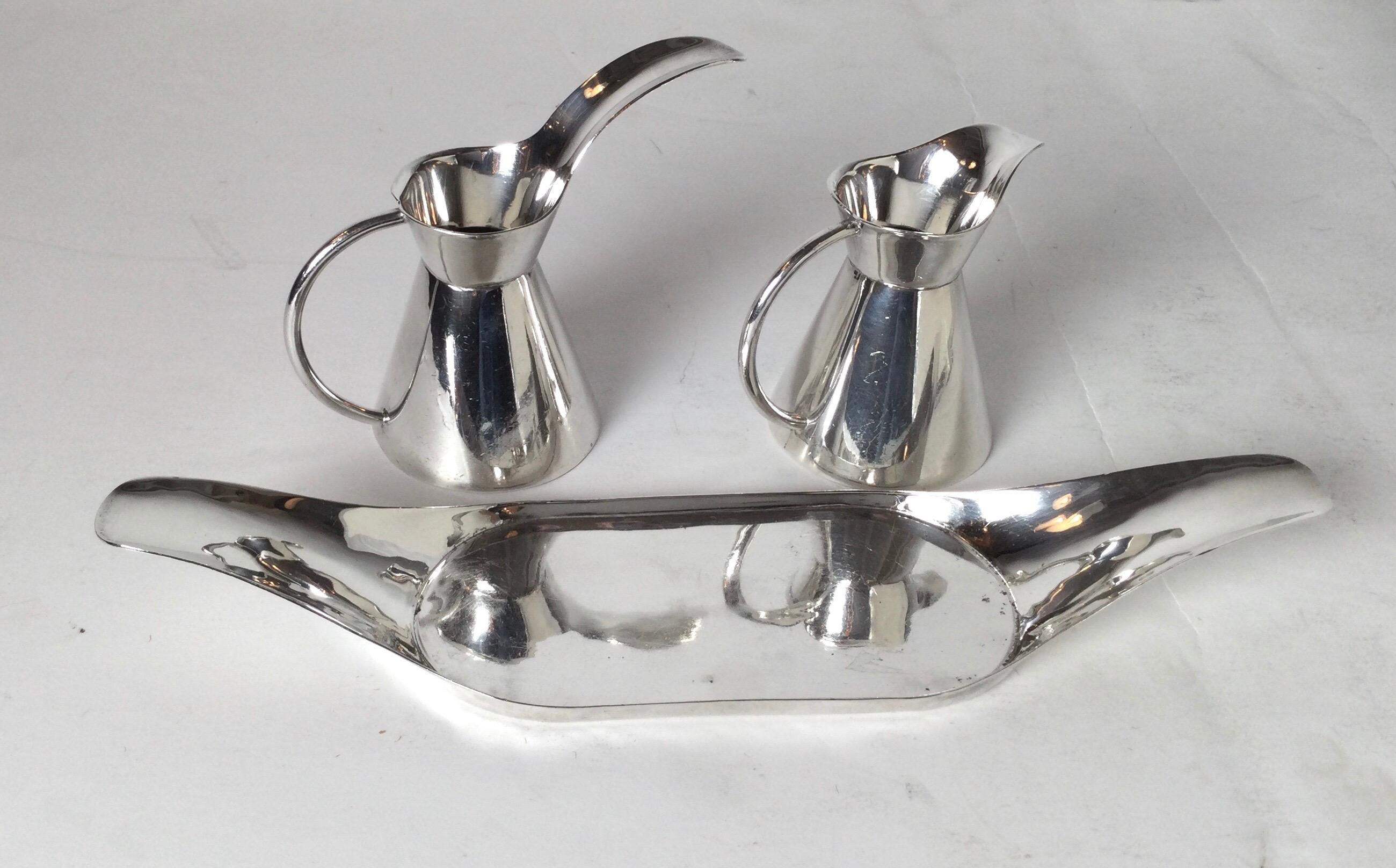 20th Century Midcentury Mexican Sterling Silver Condiment Set by Sanborn