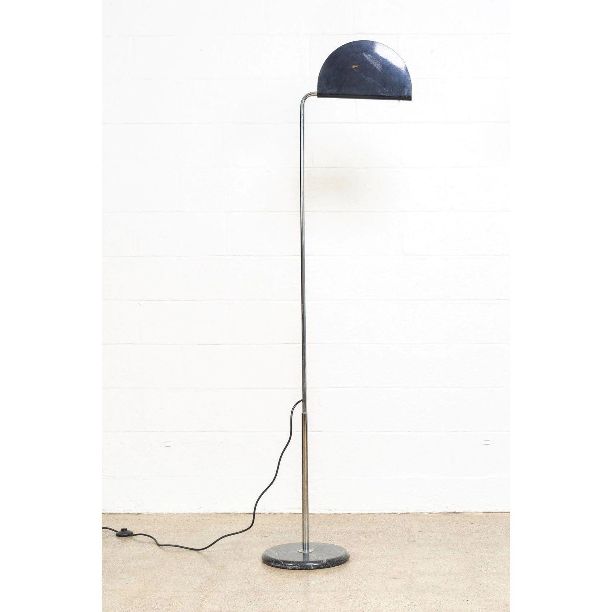 Italian Midcentury Mezzaluna Black Floor Lamp by Bruno Gecchelin, 1970s