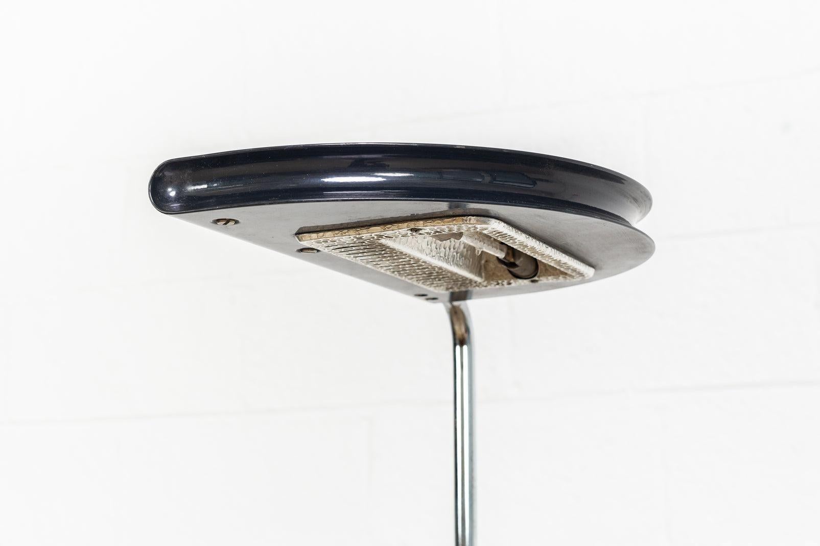 Metal Mid Century Mezzaluna Black Floor Lamp by Bruno Gecchelin For Sale