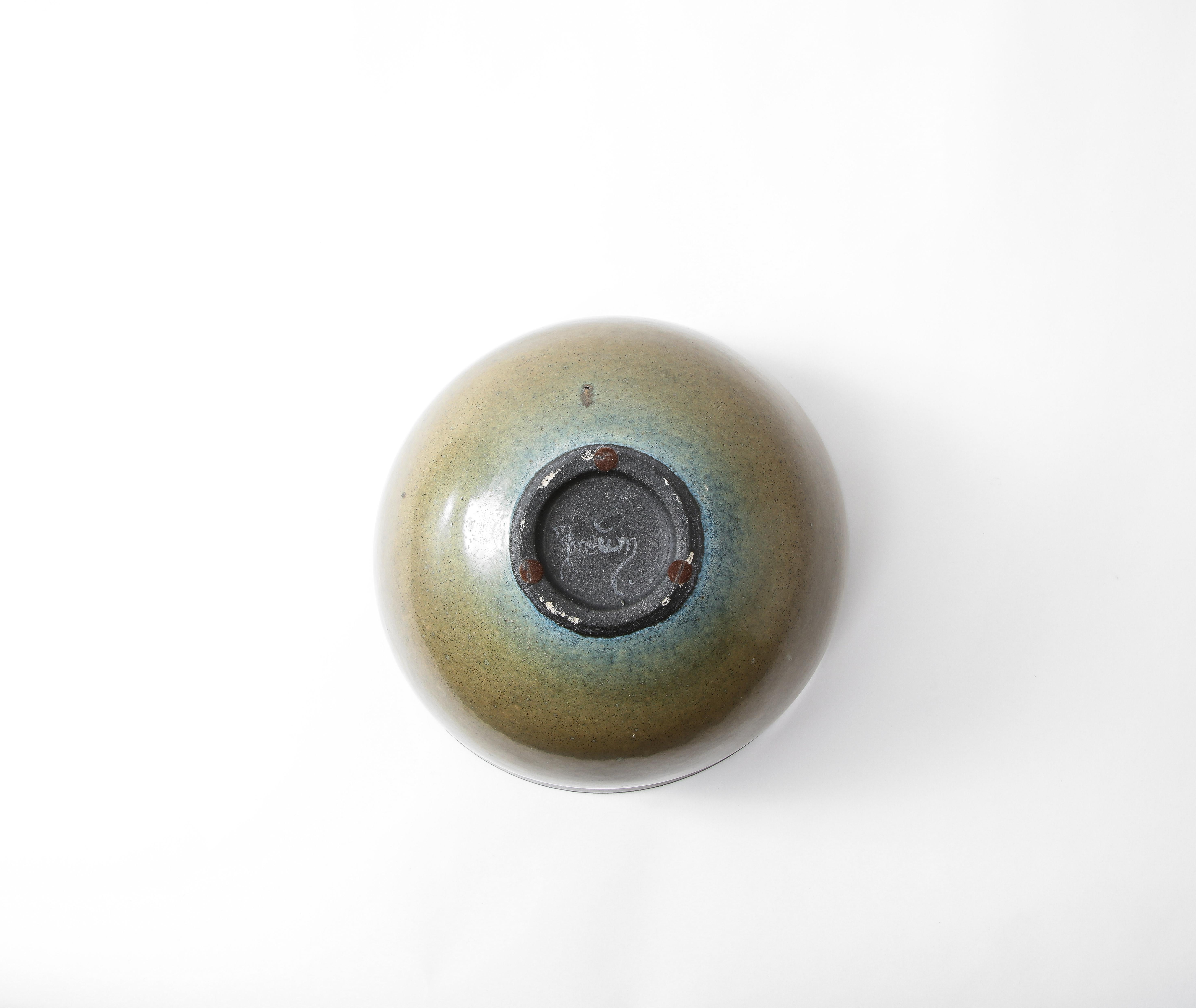 Michael Breum Ceramic Bowl, Dark Mustard with Black Lip, Signed, Denmark 1960's For Sale 1