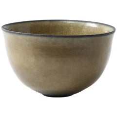 Mid-Century Michael Breum Ceramic Bowl in Dark Mustard with Black Lip