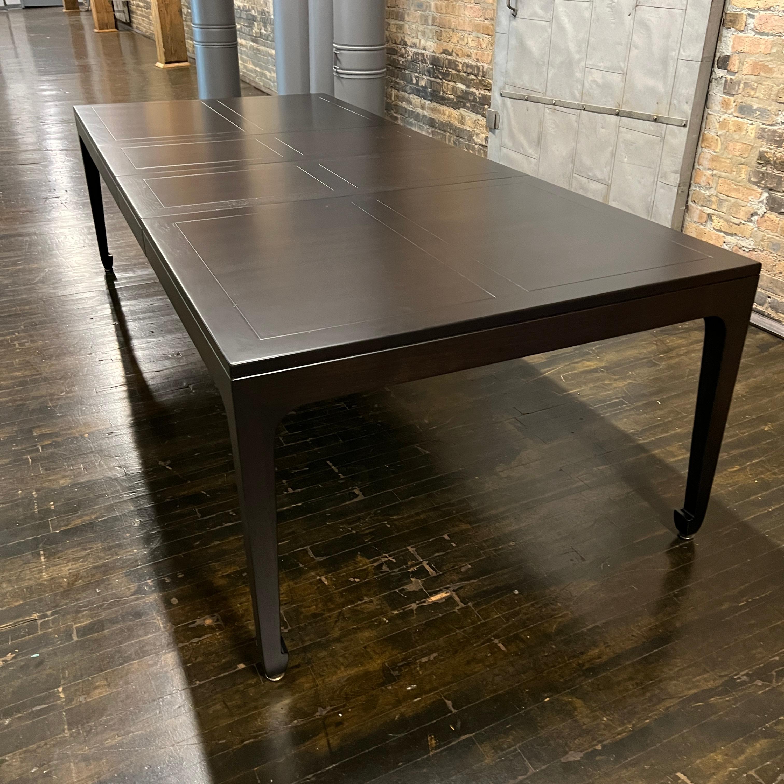 Mid-Century Michael Taylor For Baker Extension Dining Table Far East Collection In Good Condition For Sale In Chicago, IL