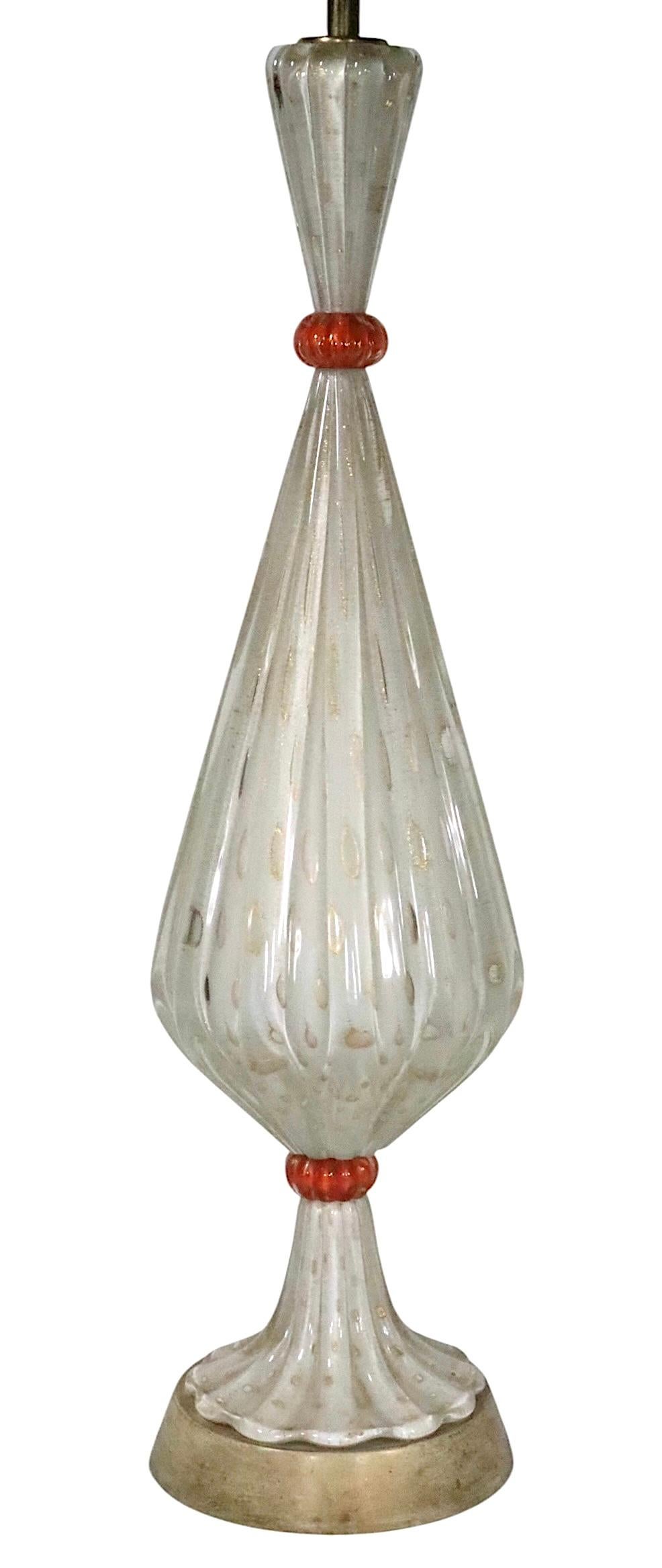 Murano-Tischlampe aus der Mitte des Jahrhunderts von Barovier Y Toso, hergestellt in Italien, 1950er Jahre im Angebot 9