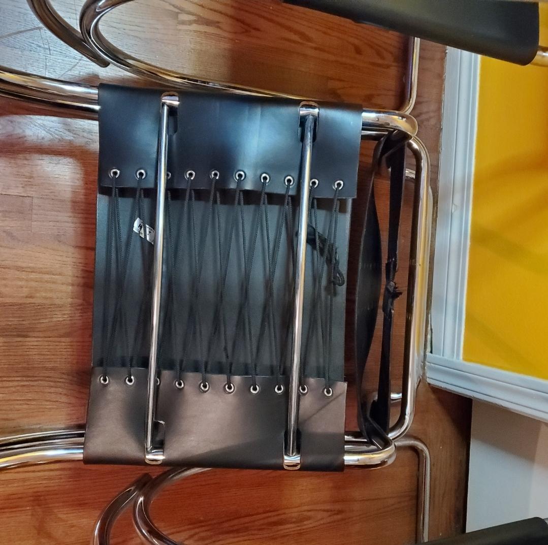 Sillas de mediados de siglo Mies Van Der Rohe Mr 20, sin marcar, - Lote de 2 Cuero en venta