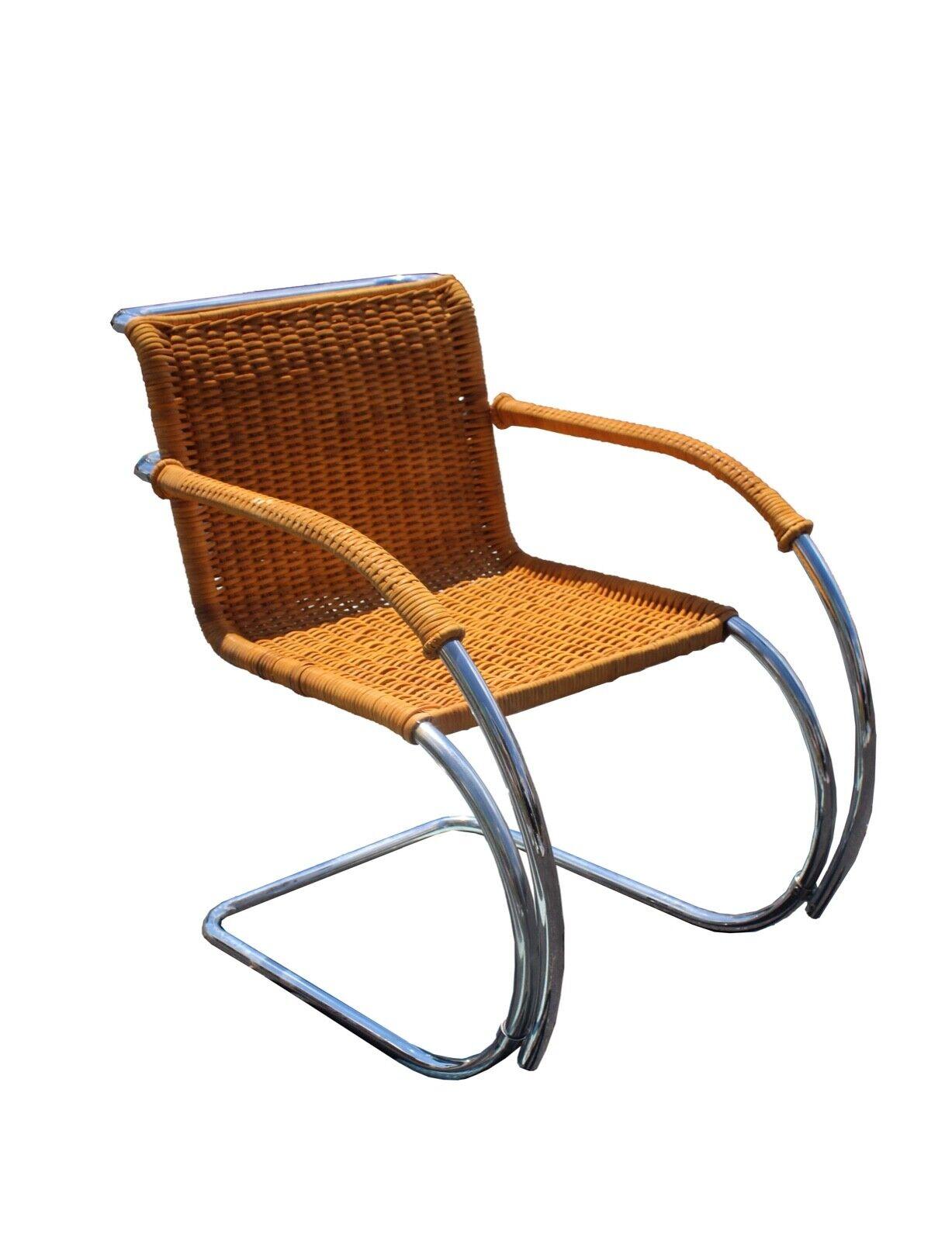Le Shoppe Too presents a Set of 4 vintage Mies Van Der Rohe MR20 tubular chrome and cane cantilever armchairs. Professionally refinished. In excellent condition. Dimensions: 22.75