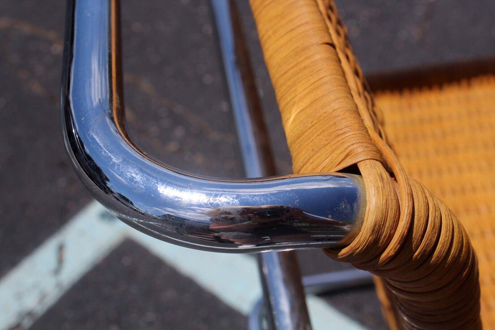 Mid Century Mies Van Der Rohe MR20 Set of 4 Chrome Wicker Cantilever Armchairs 1