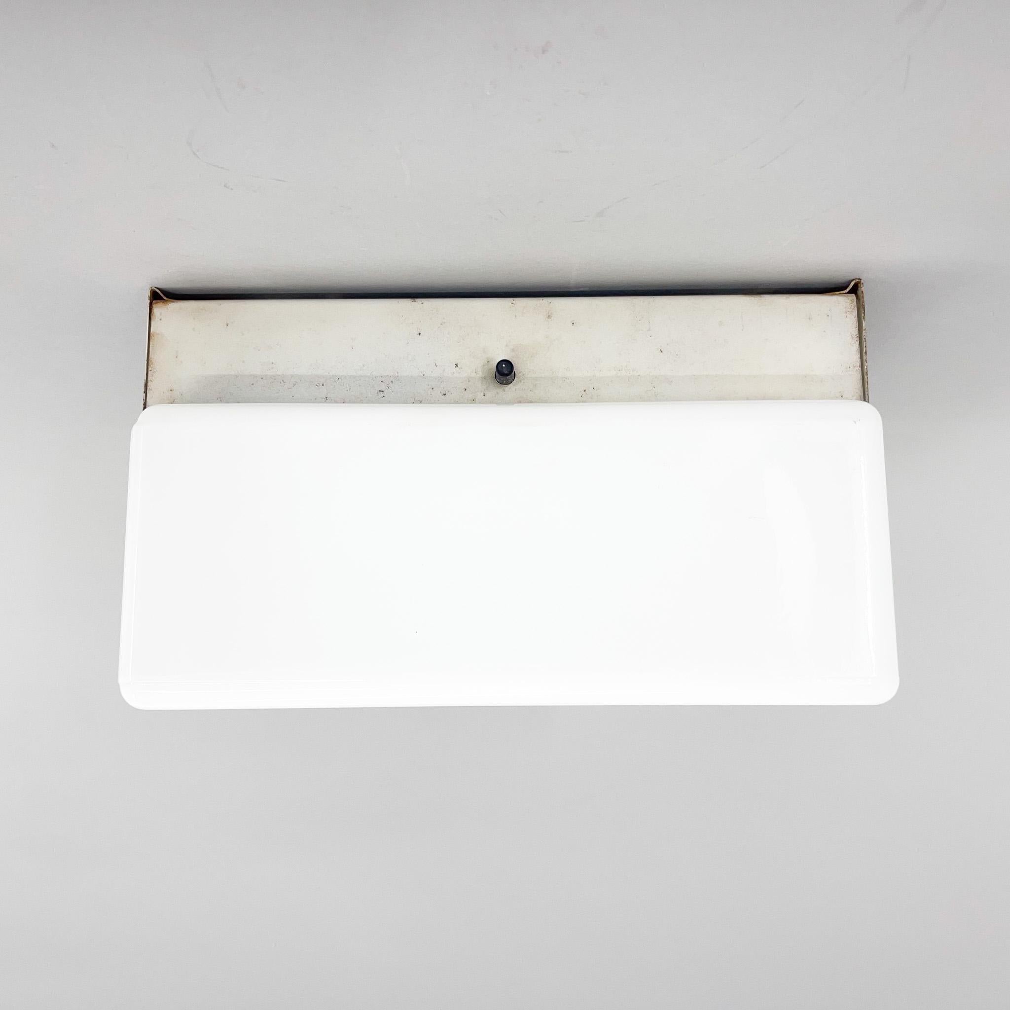 Mid-Century Milk Glass and Metal Ceiling Light, 6 pieces available In Good Condition For Sale In Praha, CZ
