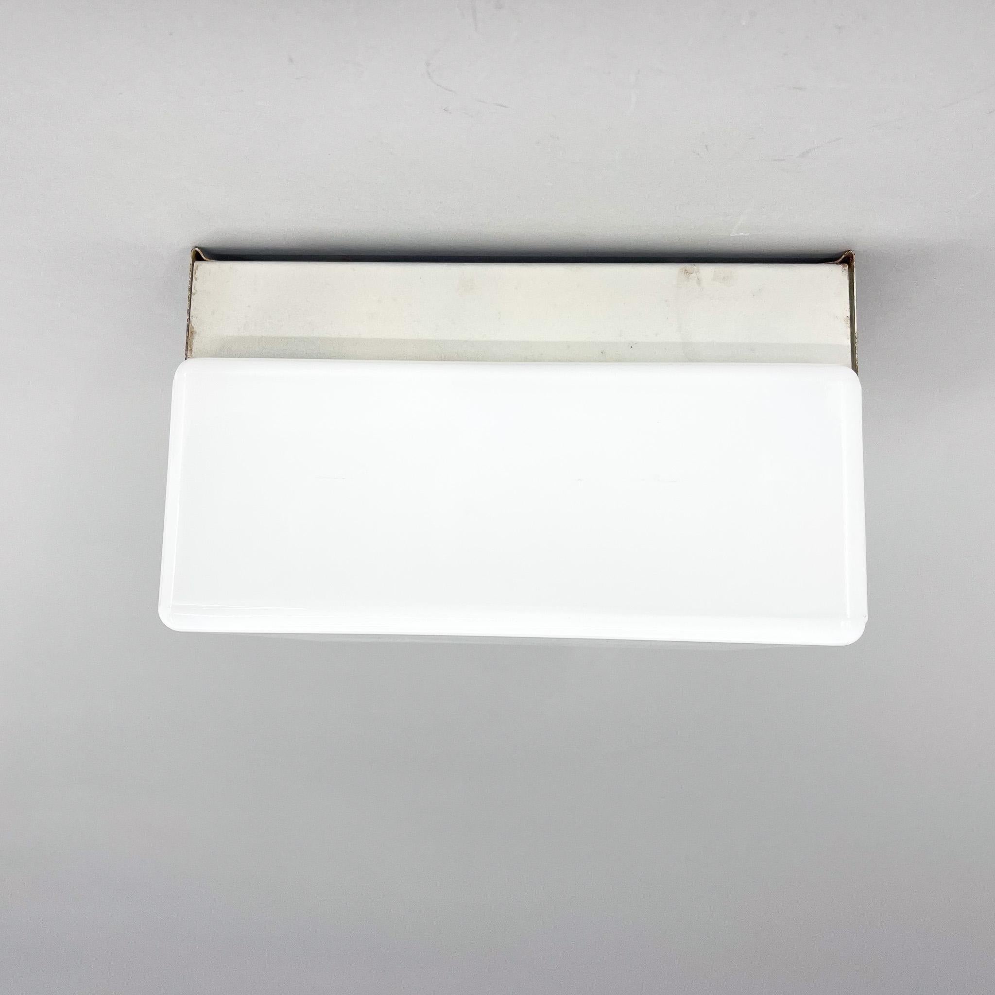 20th Century Mid-Century Milk Glass and Metal Ceiling Light, 6 pieces available For Sale