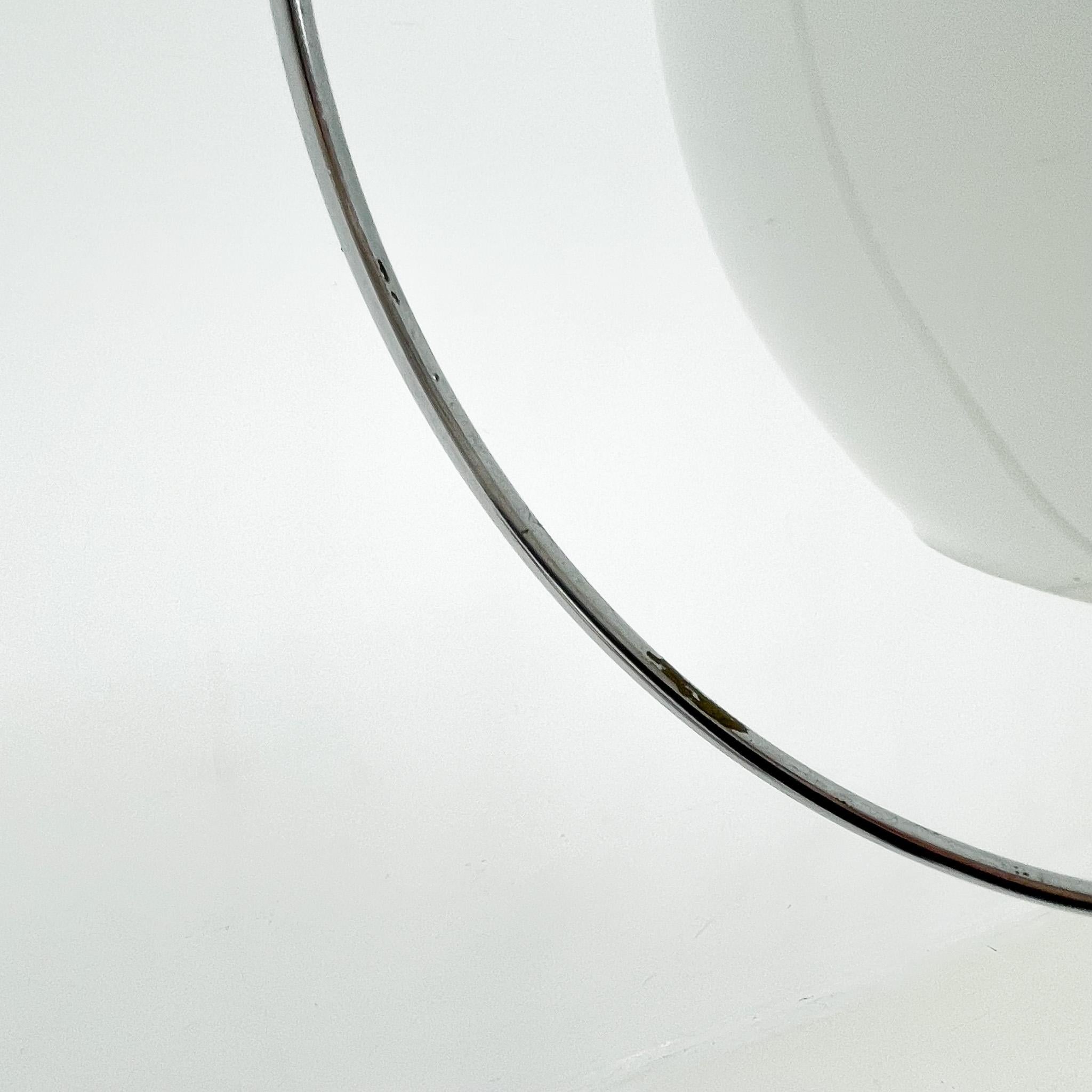 Mid-century Milk Glass & Chrome Pendant Light For Sale 1
