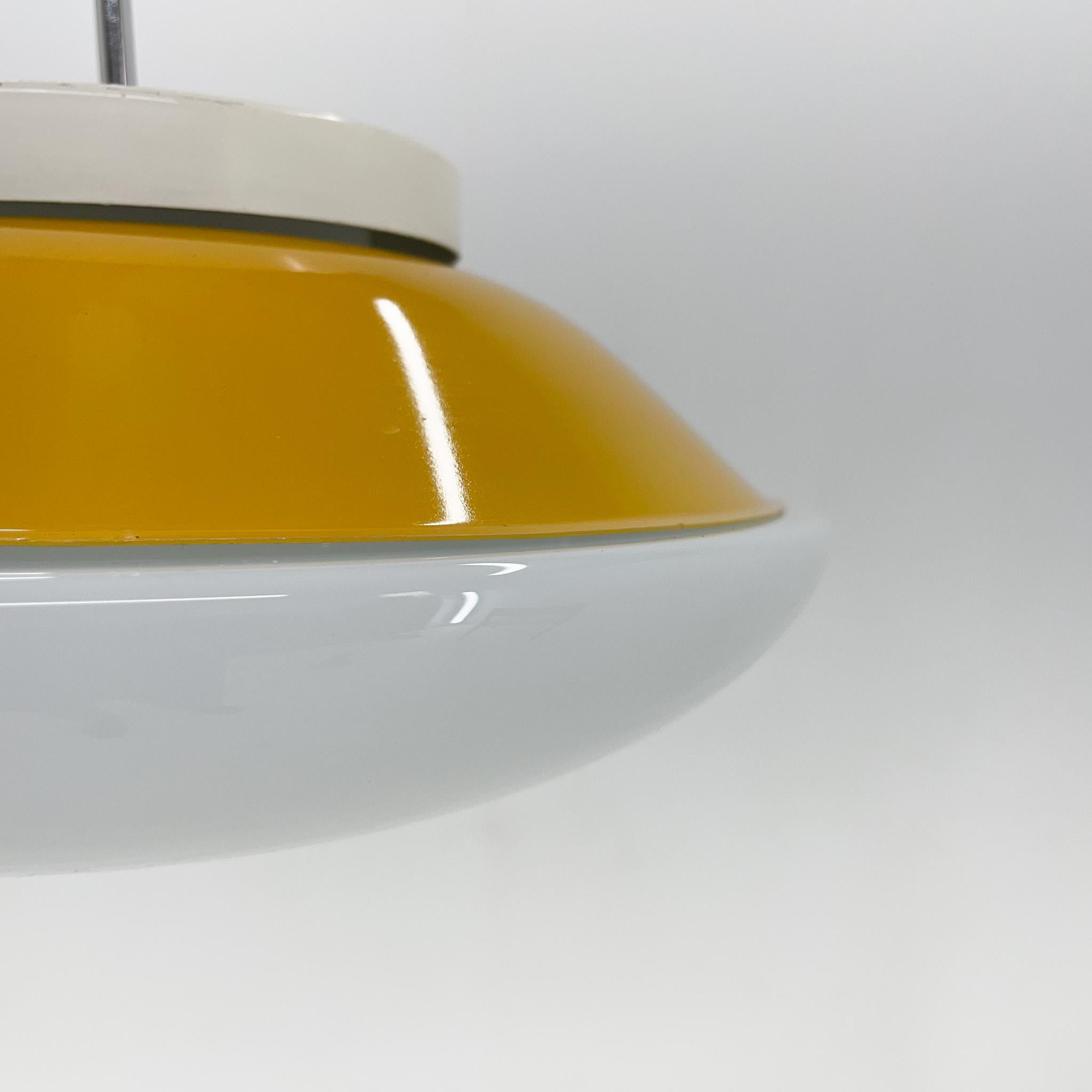 Mid-Century Milk Glass & Metal 'UFO' Pendant Czechoslovakia For Sale 4