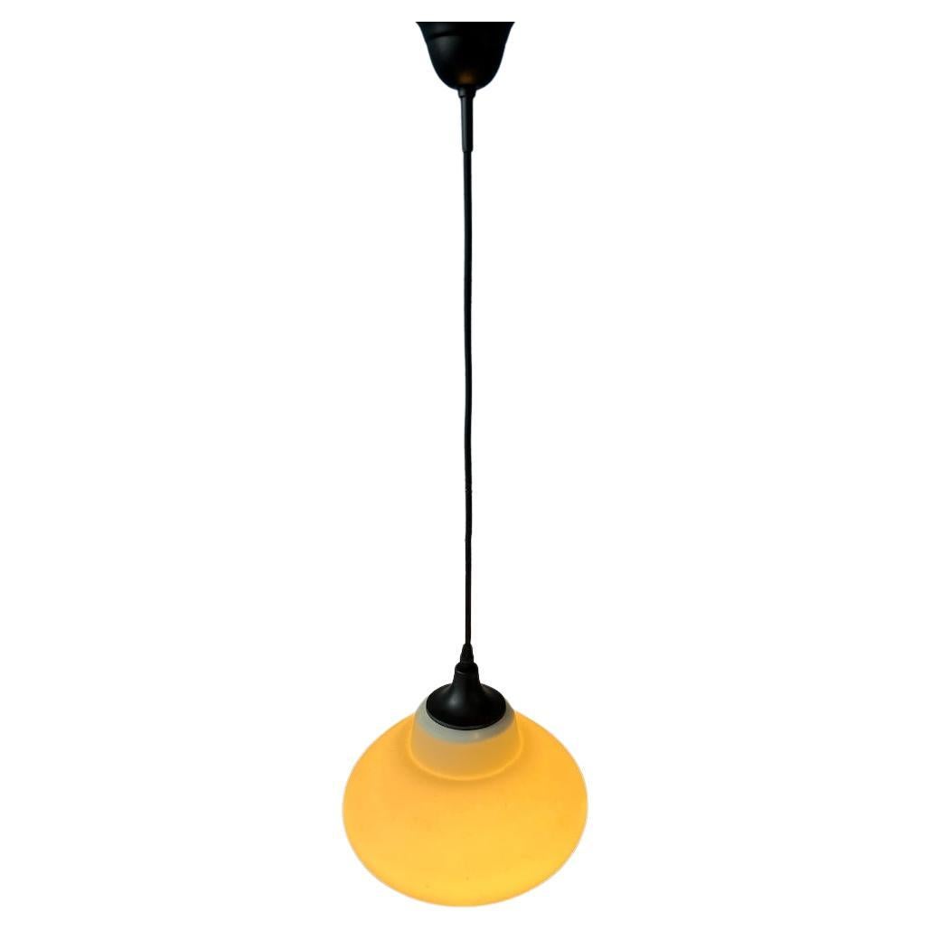 Mid Century Milk Glass Pendant Light Attributed to Louis Kalff, 1970s