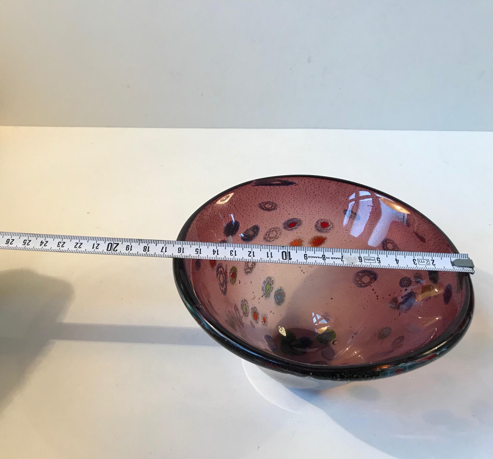 Late 20th Century Midcentury Millefiori Murano Glass Bowl, 1970s For Sale