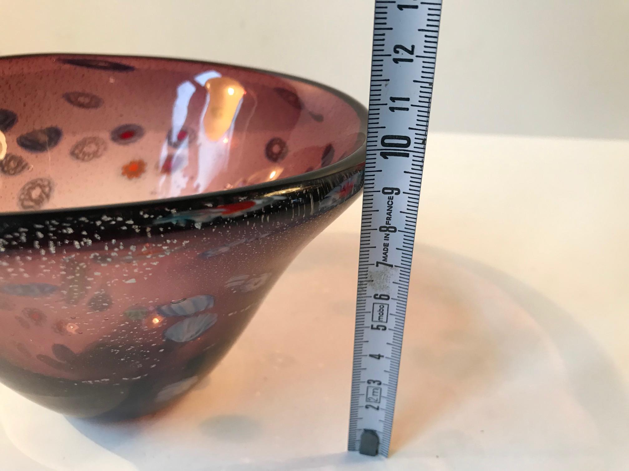 Art Glass Midcentury Millefiori Murano Glass Bowl, 1970s For Sale