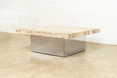 Midcentury Milo Baughman ‘Attribute’ Stone and Chrome Coffee Table, 1970s