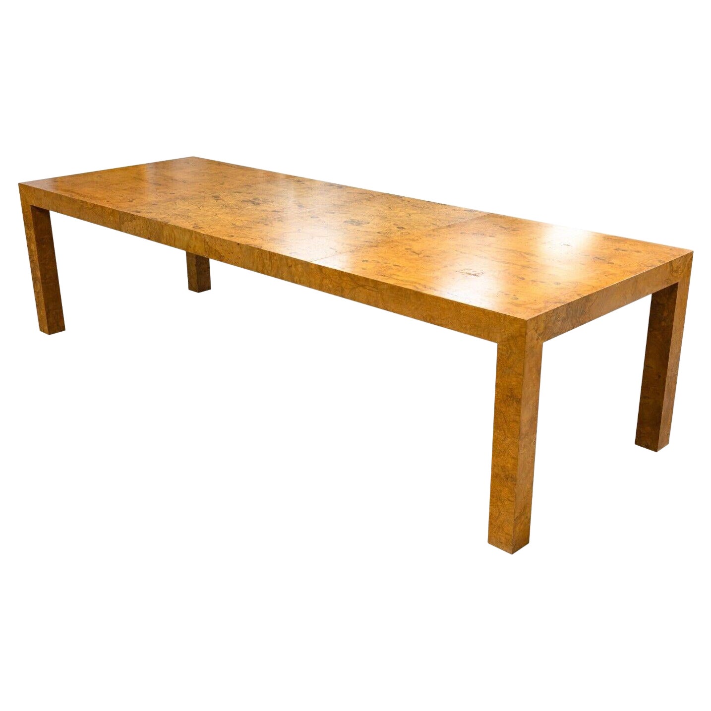 Mid Century Milo Baughman Burlwood Parsons Dining Room Table with 2 Leaves