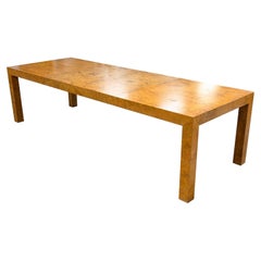Mid Century Milo Baughman Burlwood Parsons Dining Room Table with 2 Leaves