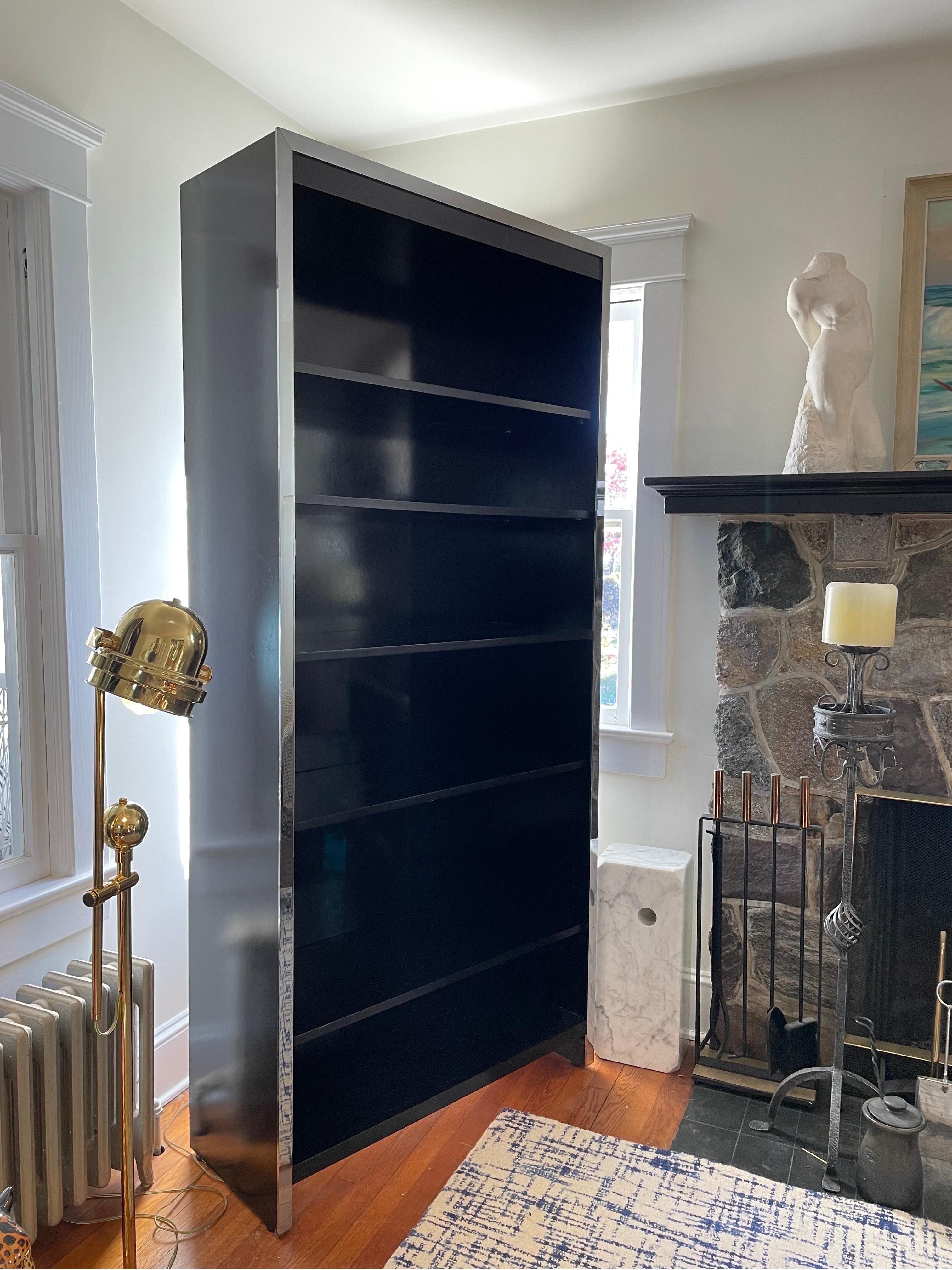 Mid-Century Milo Baughman for John Stuart Chrome Open Frame Bookcase In Good Condition For Sale In W Allenhurst, NJ
