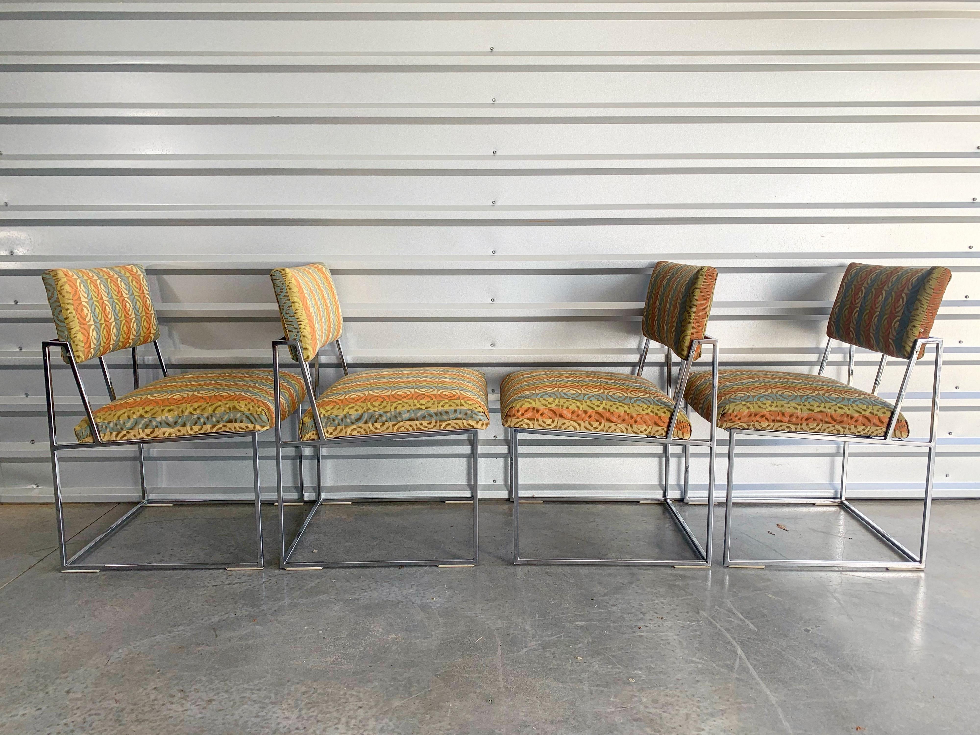 Late 20th Century Midcentury Milo Baughman for Thayer Coggin Dining Chairs in Chrome Set of Four For Sale